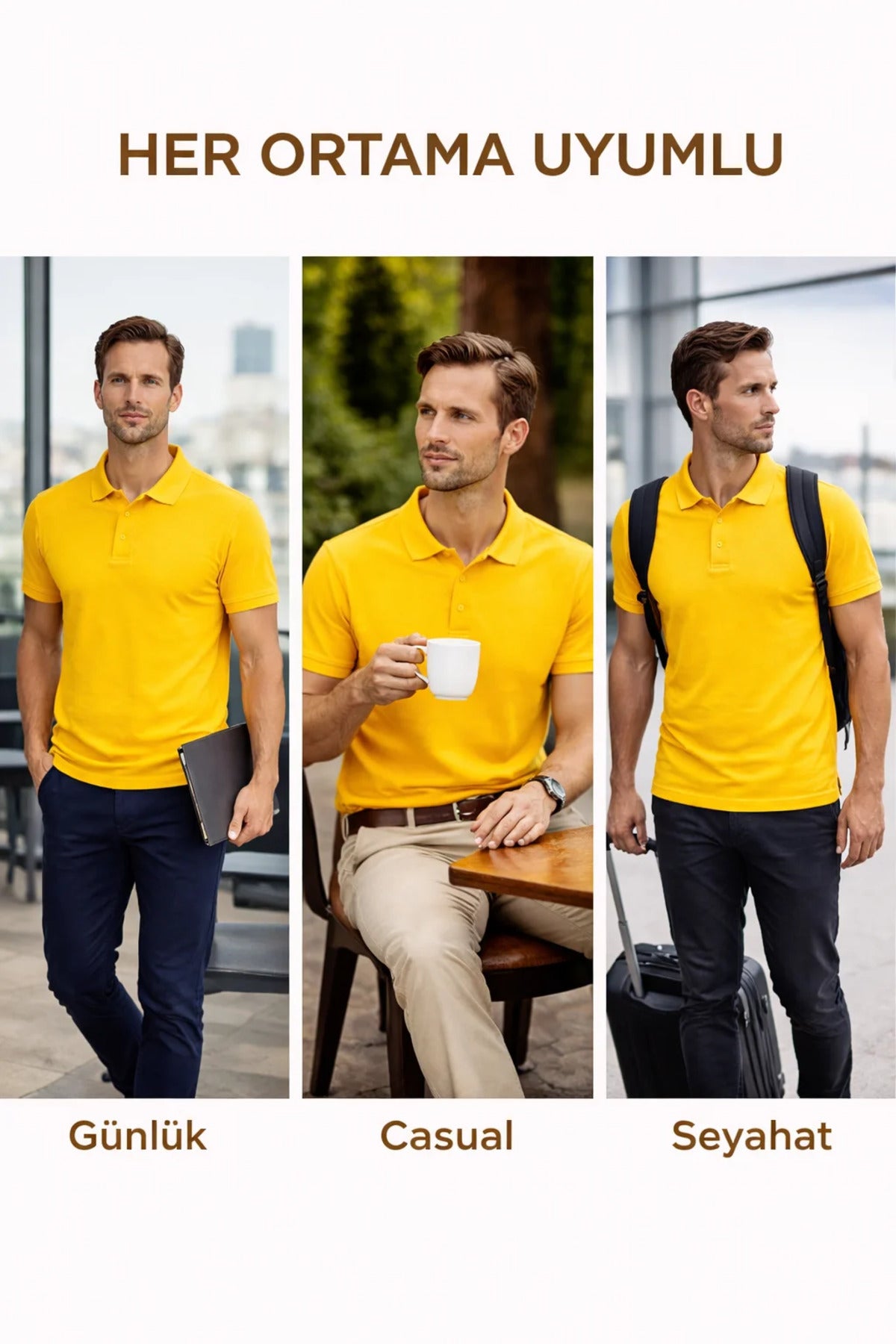 Erkek Sarı Polo Yaka T-shirt