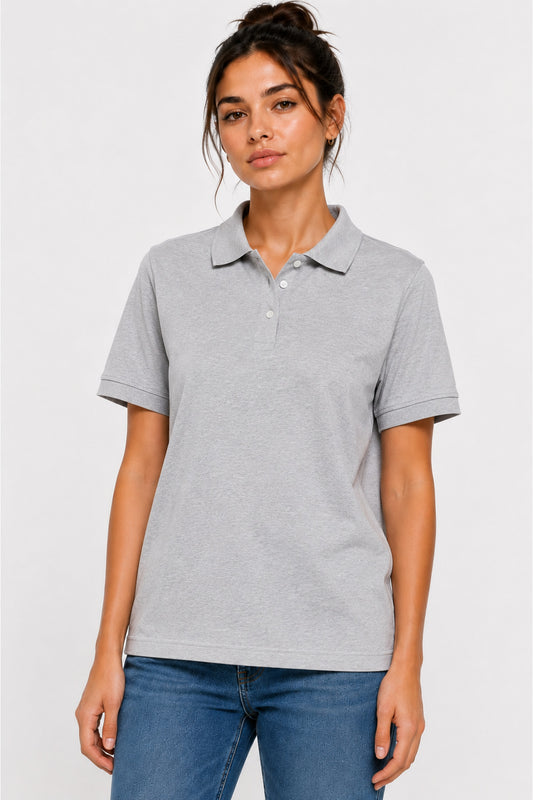 Kadın Polo Yaka Tişört – Pamuklu, Yumuşak Dokulu, Kısa Kollu Bol Kesim Günlük Kadın Okul Lakost Polo Yaka
