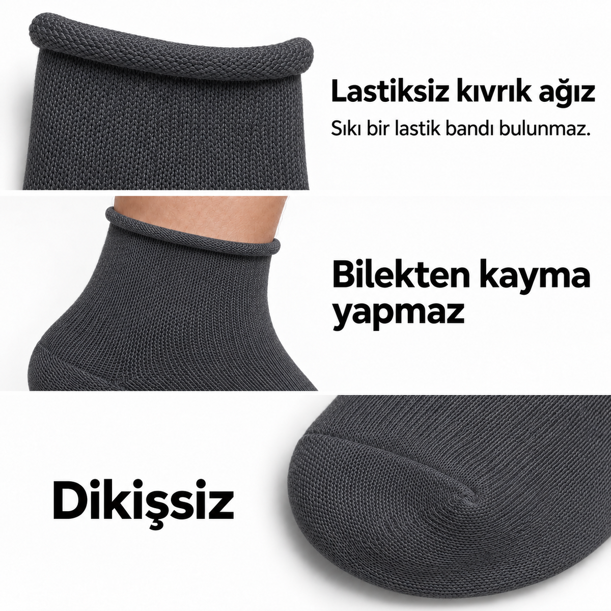 6200 kadın uzun konç lastiksiz çorap 6 çift – Füme – 3. görsel