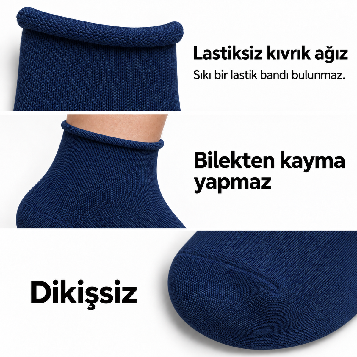 6200 kadın uzun konç lastiksiz çorap 6 çift – Lacivert – 3. görsel