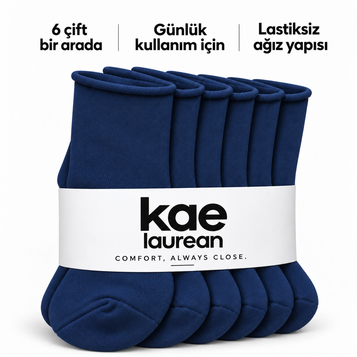 6200 kadın uzun konç lastiksiz çorap 6 çift – Lacivert – 4. görsel