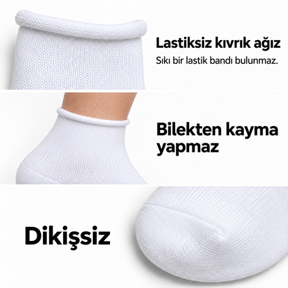 6201 kadın kısa konç lastiksiz çorap 6 çift – Beyaz – 3. görsel