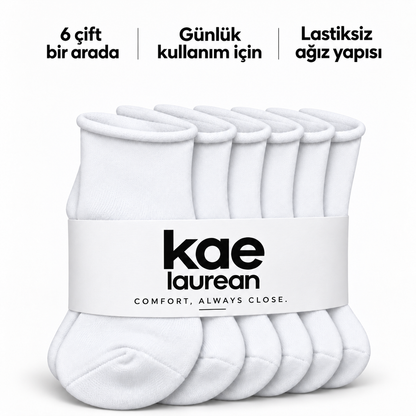 6201 kadın kısa konç lastiksiz çorap 6 çift – Beyaz – 4. görsel