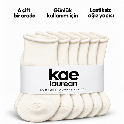 6201 kadın kısa konç lastiksiz çorap 6 çift – Ekru – 4. görsel