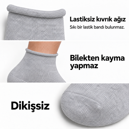 6201 kadın kısa konç lastiksiz çorap 6 çift – Gri – 3. görsel