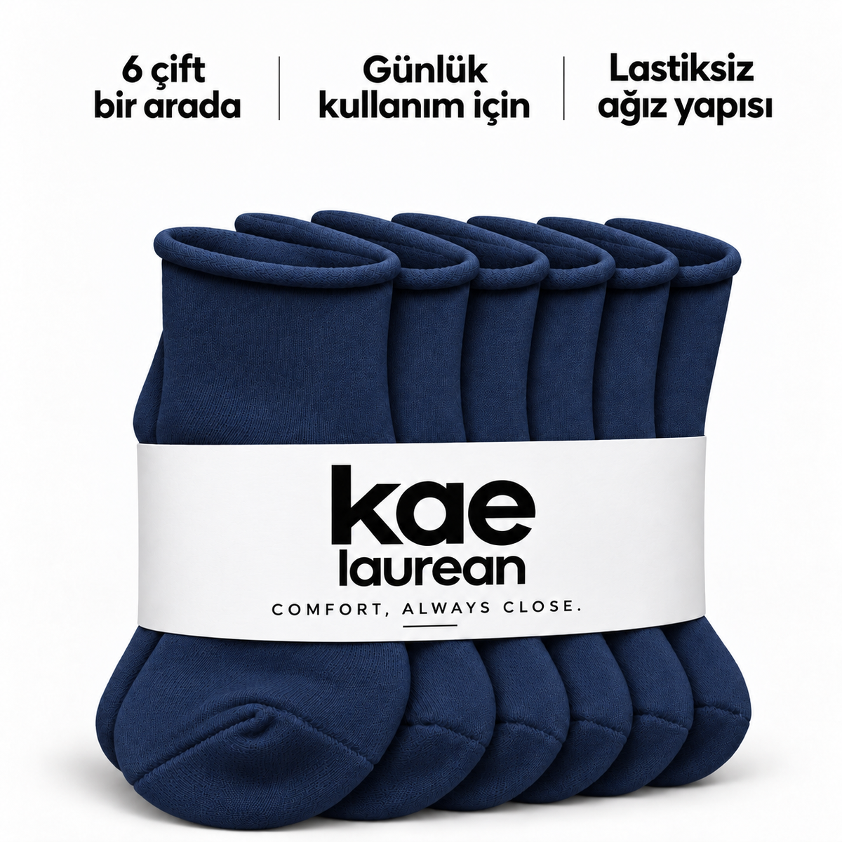 6201 kadın kısa konç lastiksiz çorap 6 çift – Lacivert – 4. görsel