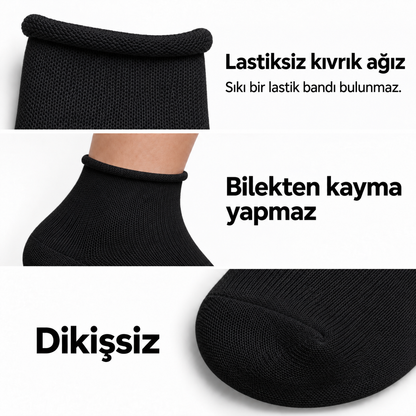 6201 kadın kısa konç lastiksiz çorap 6 çift – Siyah – 3. görsel
