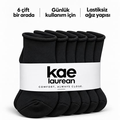 6201 kadın kısa konç lastiksiz çorap 6 çift – Siyah – 4. görsel