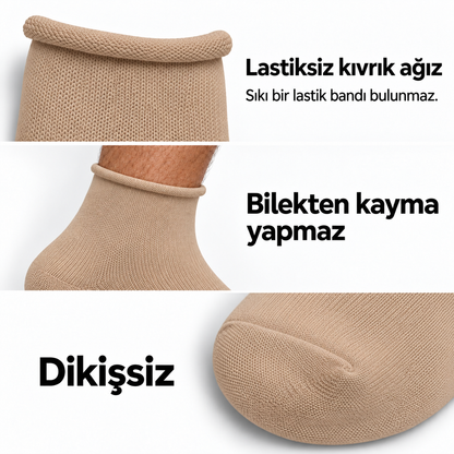 6250 erkek uzun konç lastiksiz çorap 6 çift – Bej – 3. görsel