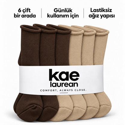 6250 erkek uzun konç lastiksiz çorap 6 çift – 3 Kahverengi + 3 Bej – 4. görsel
