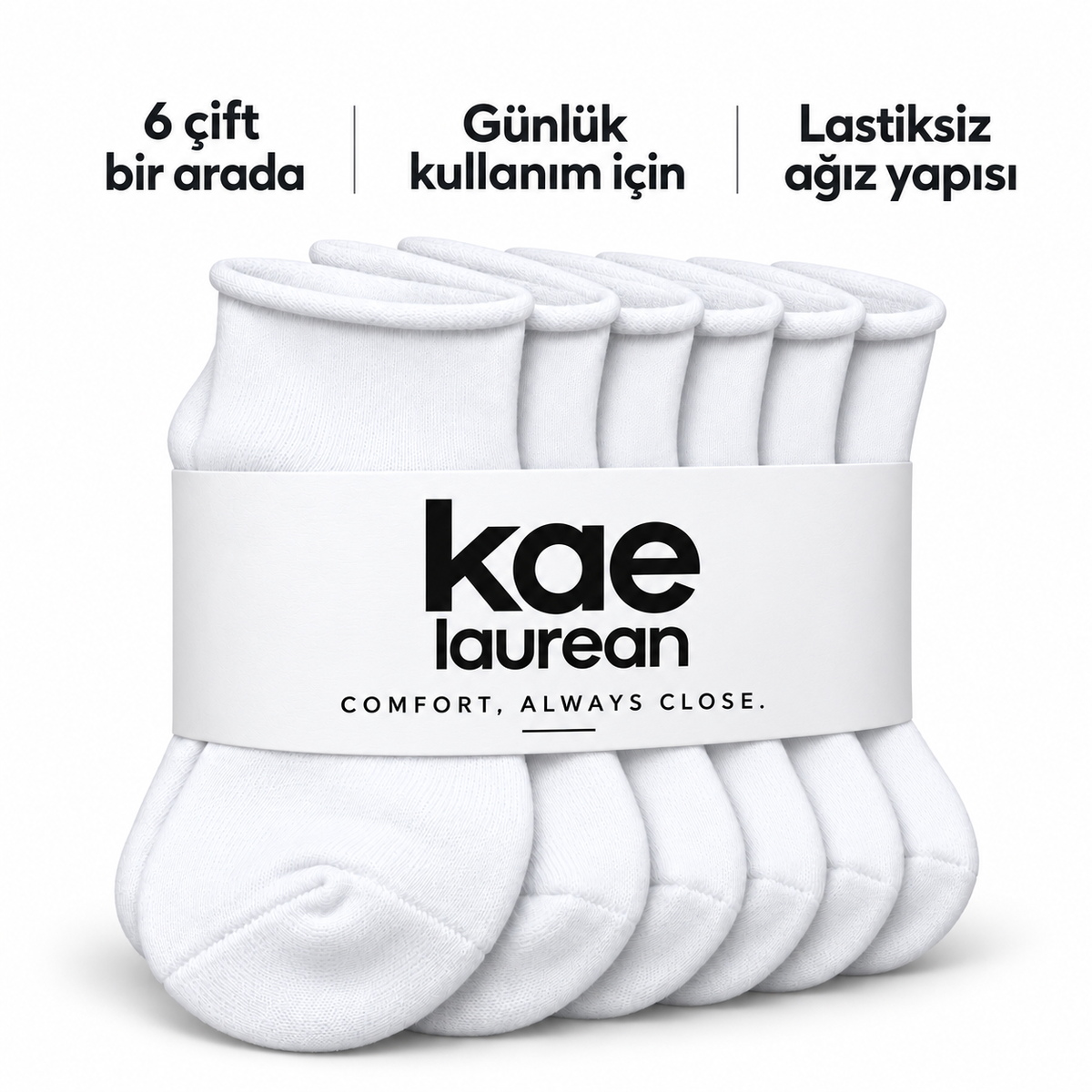 6251 erkek kısa konç lastiksiz çorap 6 çift – Beyaz – 4. görsel