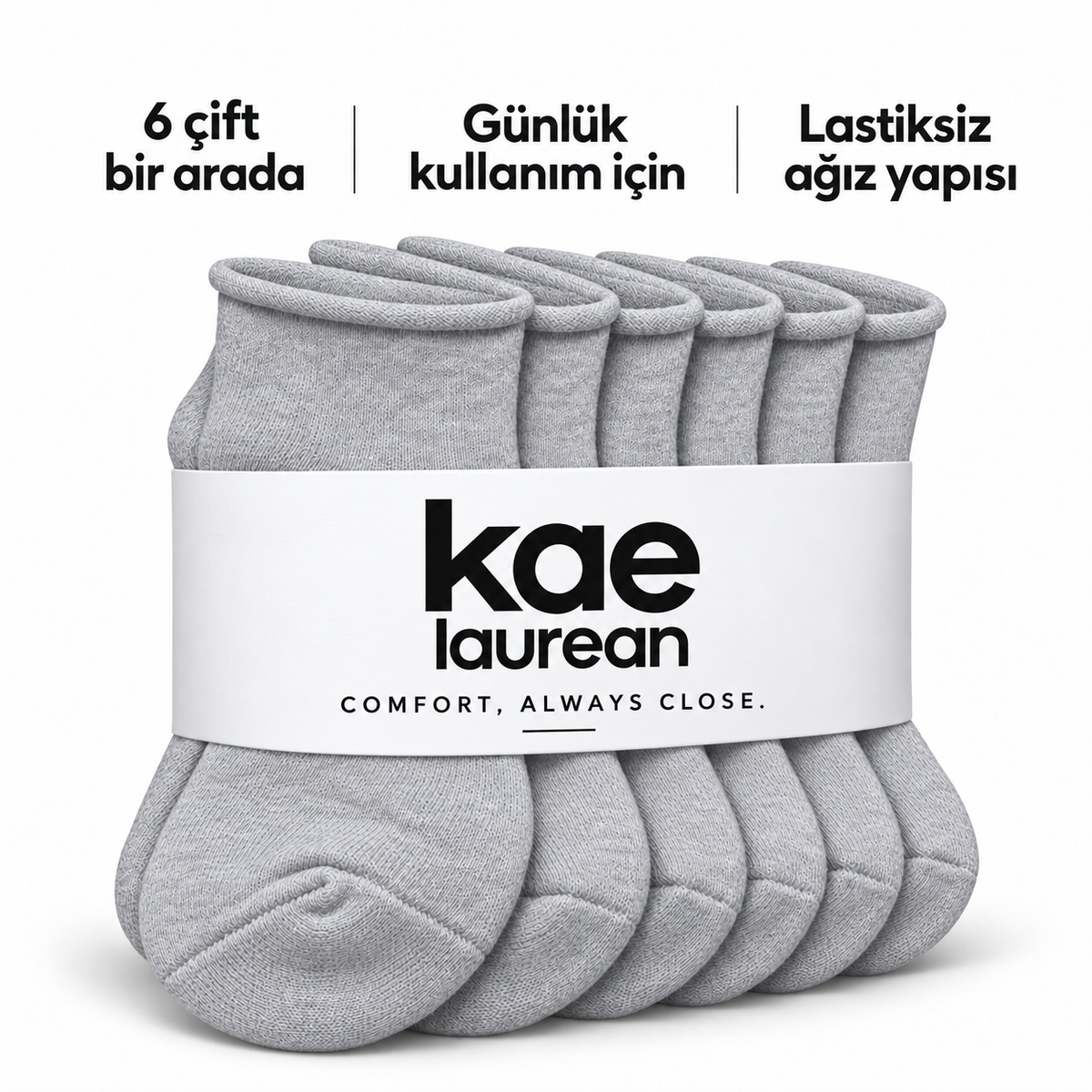 6251 erkek kısa konç lastiksiz çorap 6 çift – Gri – 4. görsel