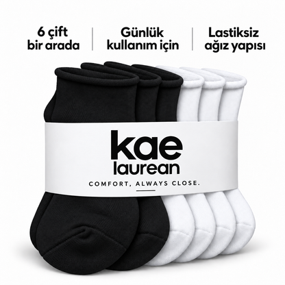 6251 erkek kısa konç lastiksiz çorap 6 çift – 3 Siyah + 3 Beyaz – 4. görsel