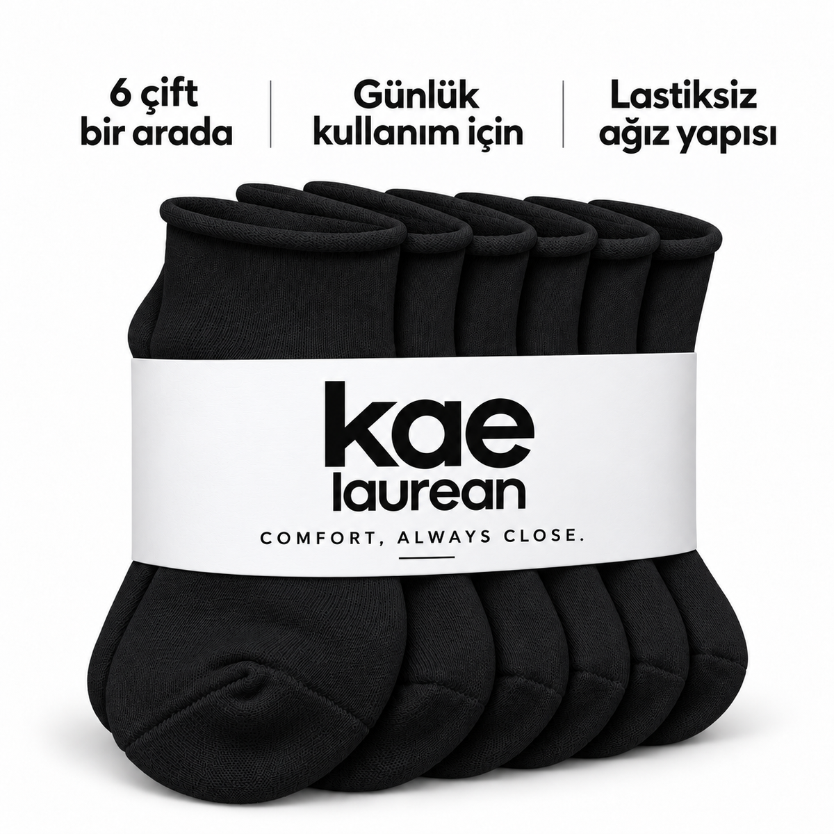 6251 erkek kısa konç lastiksiz çorap 6 çift – Siyah – 4. görsel