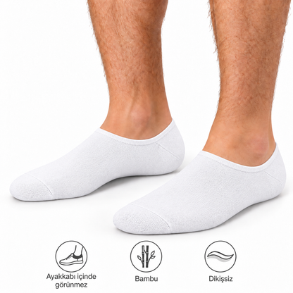 8034 erkek bambu sneaker çorap 6 çift – Beyaz – 2. görsel