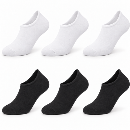 8034 erkek bambu sneaker çorap 6 çift – 3 Beyaz + 3 Siyah – 1. görsel