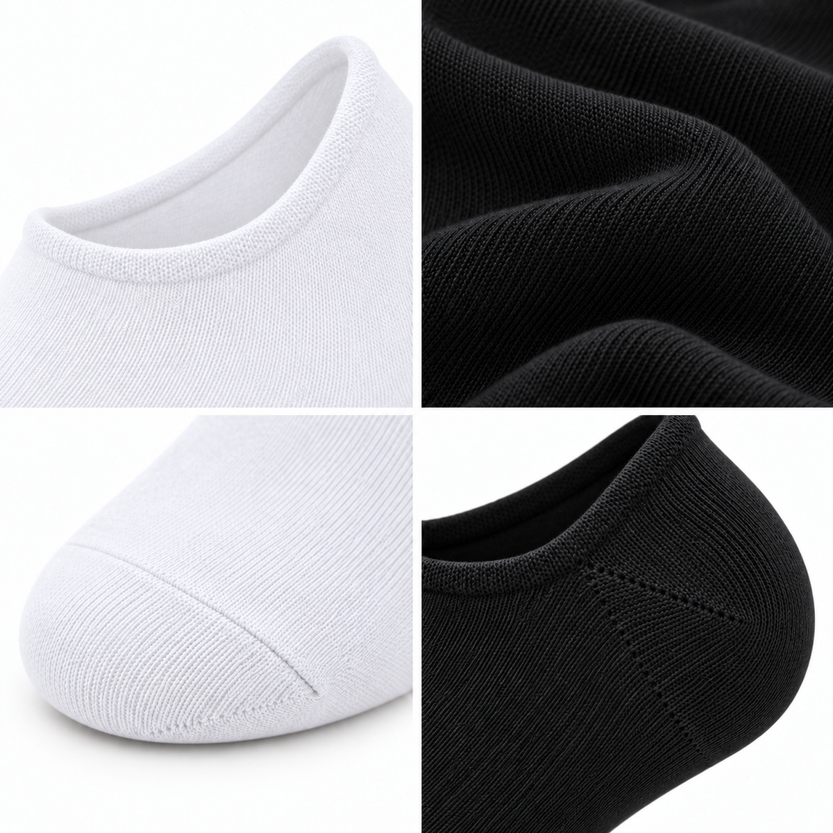 8034 erkek bambu sneaker çorap 6 çift – 3 Beyaz + 3 Siyah – 3. görsel