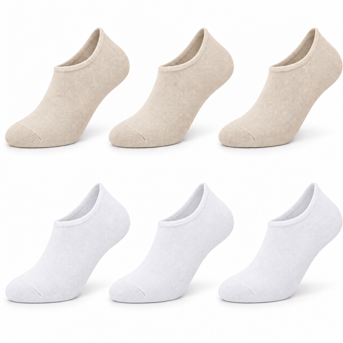 8034 erkek bambu sneaker çorap 6 çift – 3 Taş + 3 Beyaz – 1. görsel