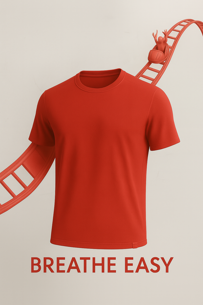Erkek Kırmızı Performans Spor Tişört Hızlı Kuruyan Esnek ve Dayanıklı Kumaş Nem Emici Spor T-Shirt