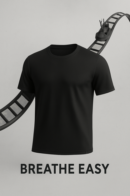 Kadın Siyah Performans Spor Tişört Hızlı Kuruyan Esnek ve Dayanıklı Kumaş Nem Emici Spor T-Shirt