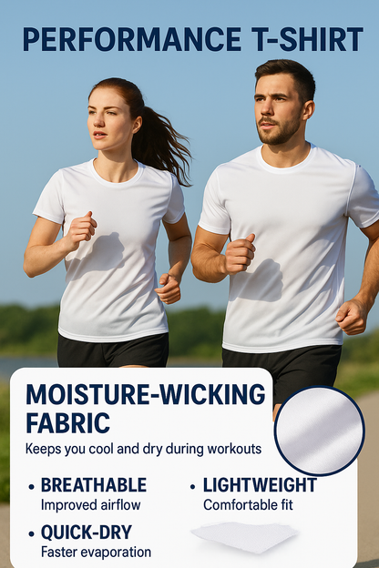 Kadın Beyaz Performans Spor Tişört Hızlı Kuruyan Esnek ve Dayanıklı Kumaş Nem Emici Spor T-Shirt