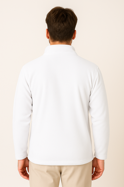 Unisex Beyaz Anti-pilling Tüylenme Yapmayan Standart Fit Tam Fermuarlı Soğuk Geçirmez Polar Hırka