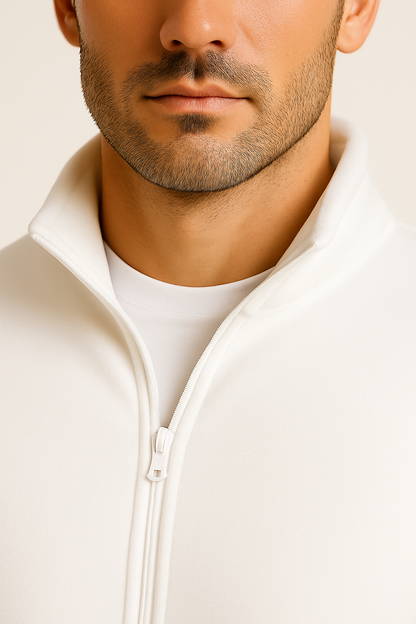 Unisex Beyaz Anti-pilling Tüylenme Yapmayan Standart Fit Tam Fermuarlı Soğuk Geçirmez Polar Hırka