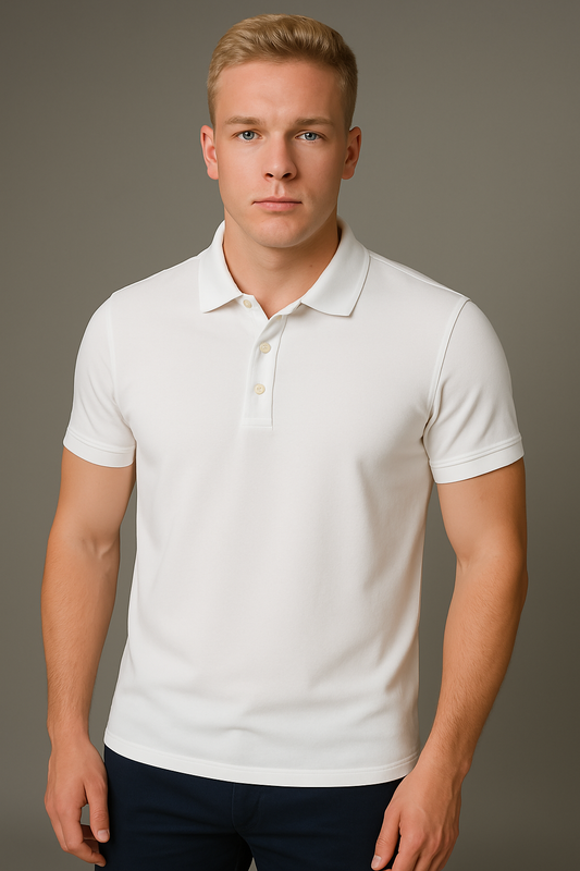 Erkek Beyaz Polo Yaka T-shirt