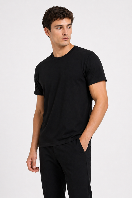 Erkek Siyah Pamuklu Regular Fit Tişört