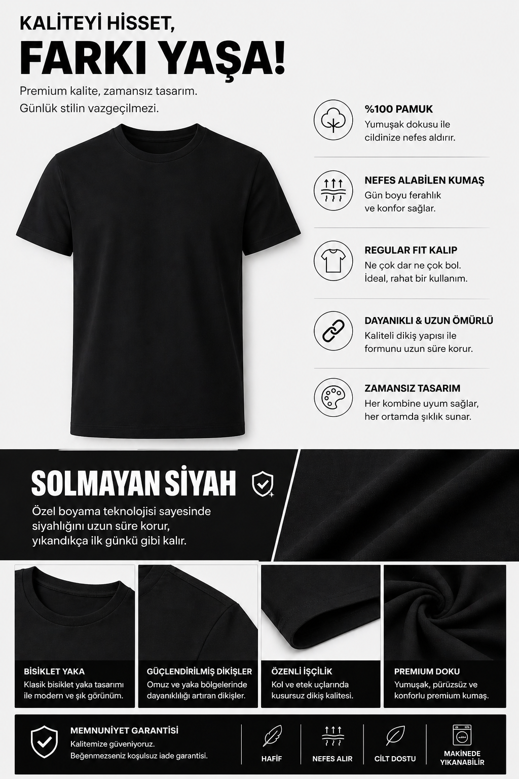 Men's Black Cotton Regular Fit T-Shirt