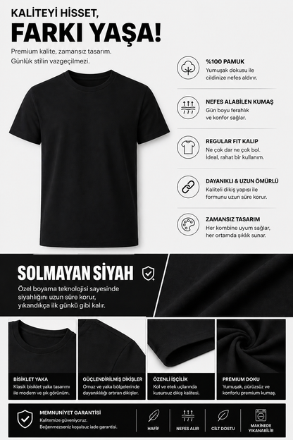 Men's Black Cotton Regular Fit T-Shirt