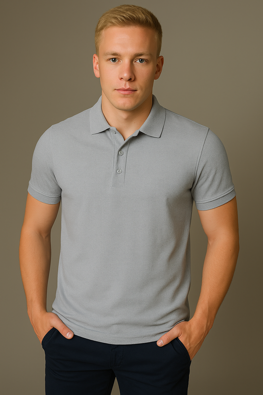 Erkek Gri Polo Yaka T-shirt