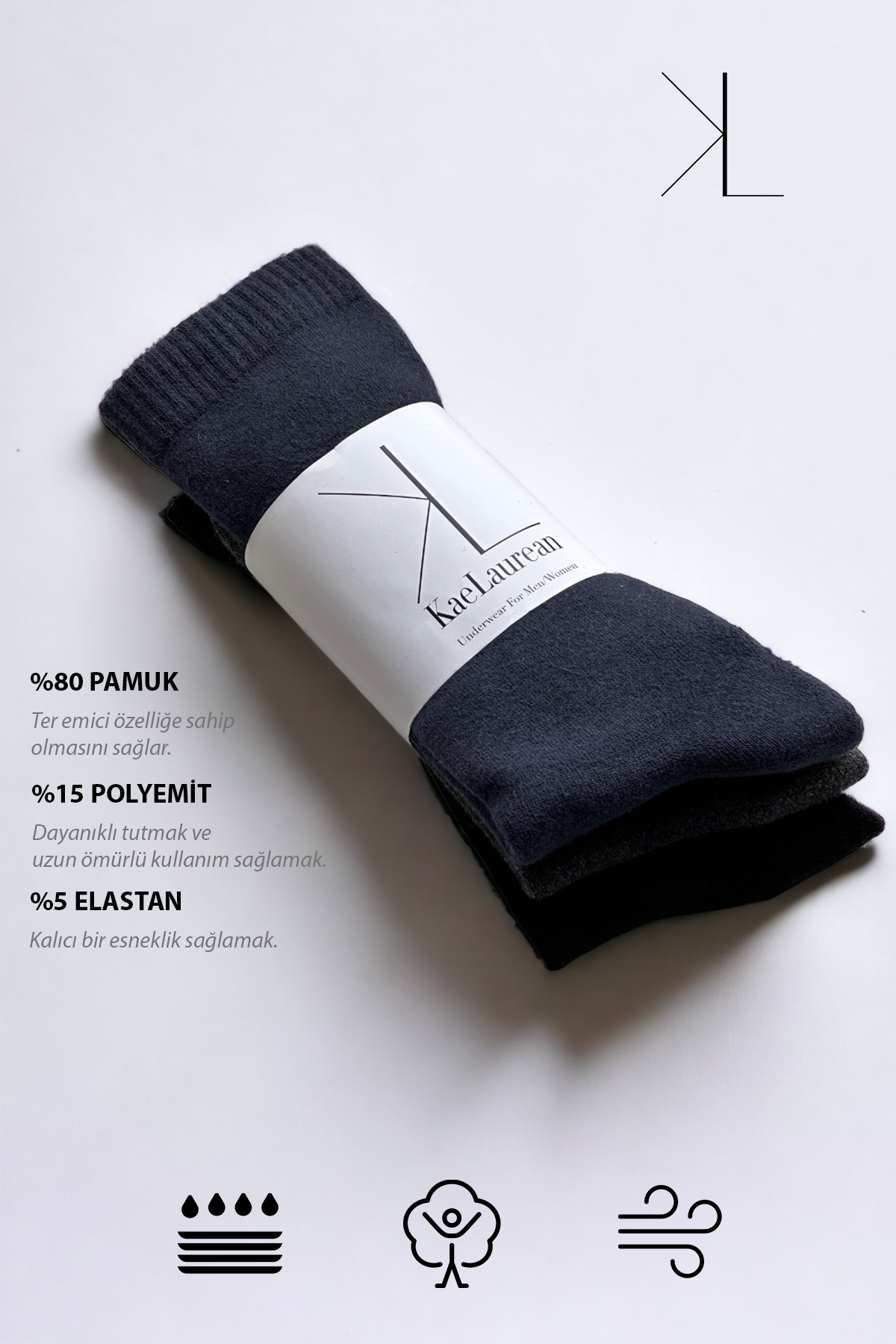 Men's 3-Pack Seamless Winter Dark Colors Towel Socks