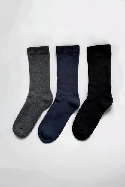 Men's 3-Pack Seamless Winter Dark Colors Towel Socks