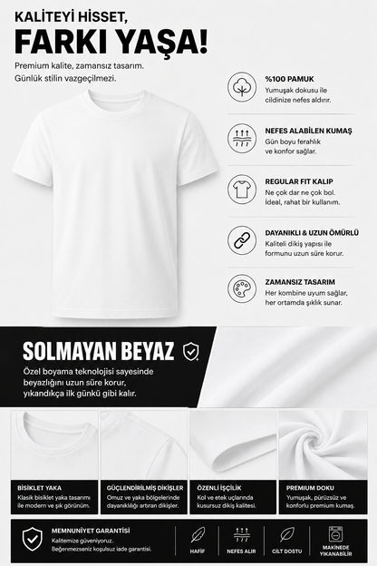 Kadın Beyaz Pamuklu Regular Fit Tişört