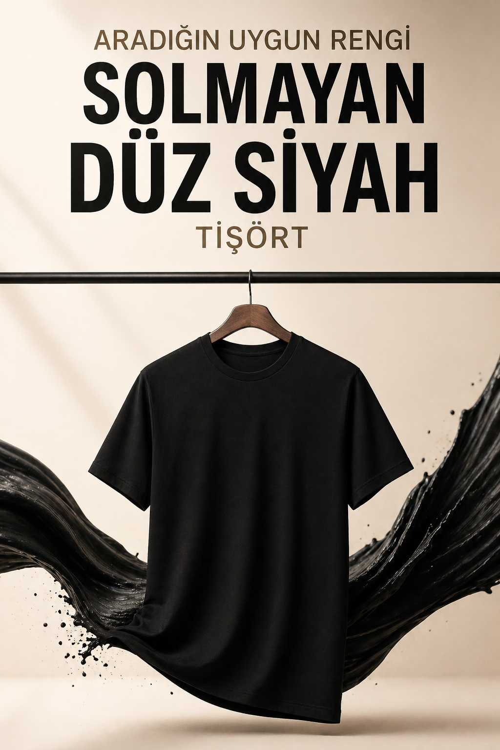 Kadın Siyah Pamuklu Regular Fit Tişört