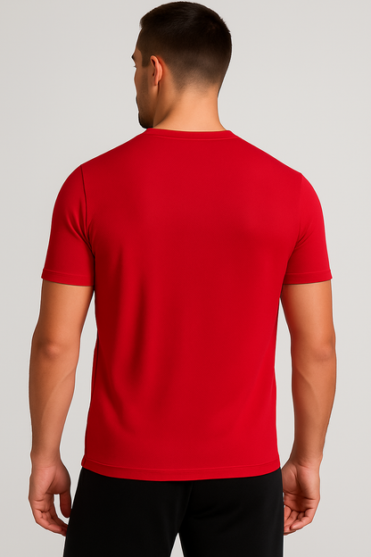 Erkek Kırmızı Performans Spor Tişört Hızlı Kuruyan Esnek ve Dayanıklı Kumaş Nem Emici Spor T-Shirt