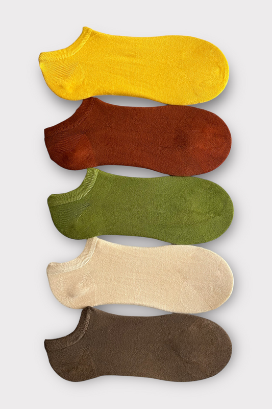 KaeLaurean Women's Bamboo Earth Colors 5-Pack Short Socks 