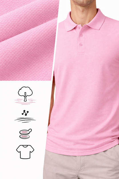 Erkek Pamuk Pembe Polo Yaka Tişört – Klasik Kesim, Yumuşak Dokulu, Kısa Kollu Günlük Erkek Polo Yaka