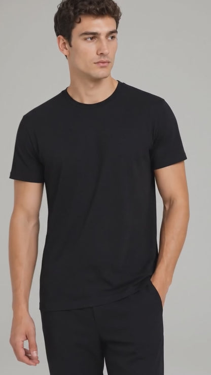 Men's Black Cotton Regular Fit T-Shirt