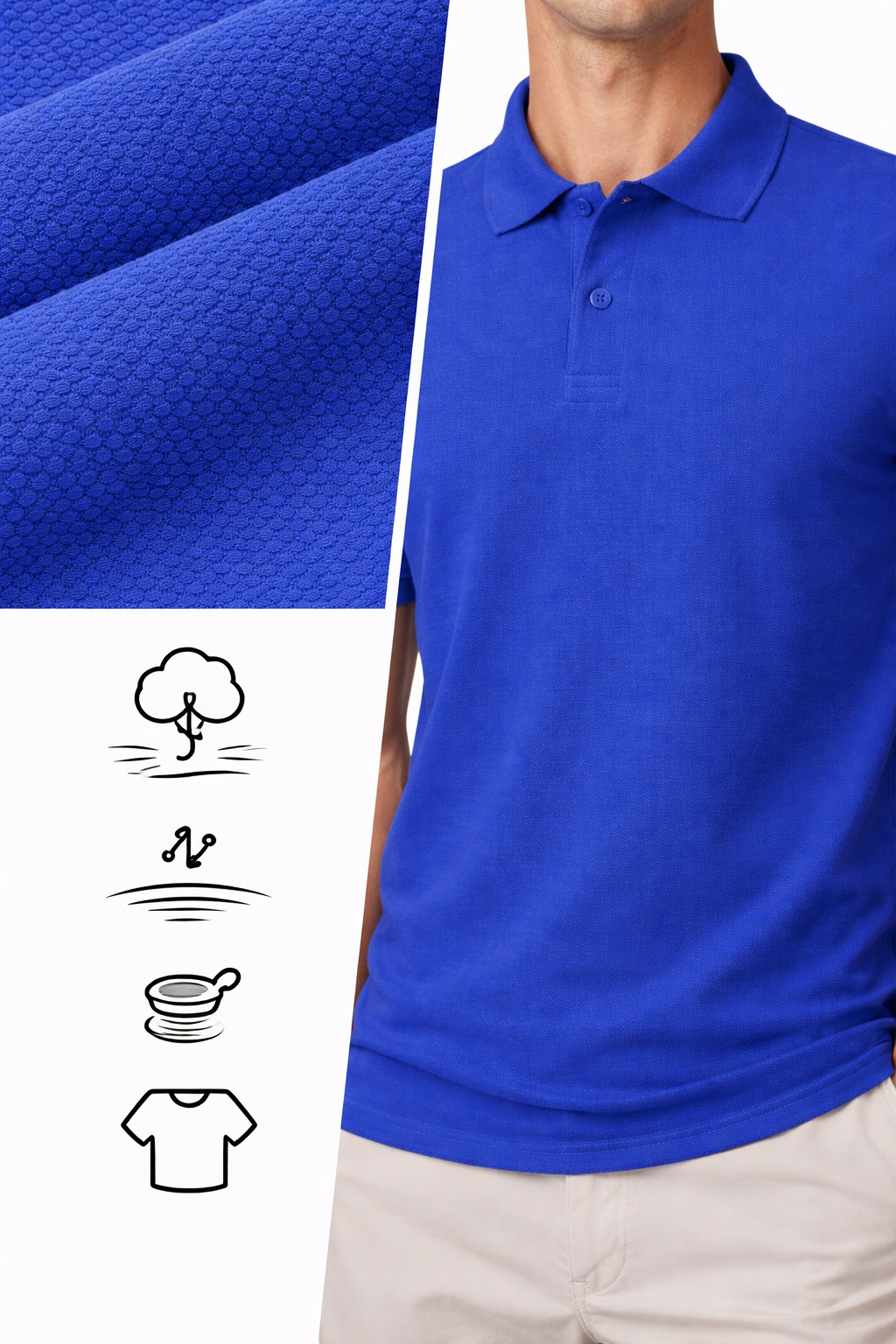 Erkek Pamuk Saks Polo Yaka Tişört – Klasik Kesim, Yumuşak Dokulu, Kısa Kollu Günlük Erkek Polo Yaka