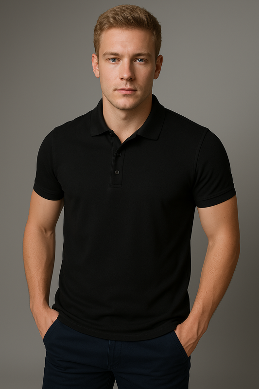 Erkek Siyah Polo Yaka T-shirt
