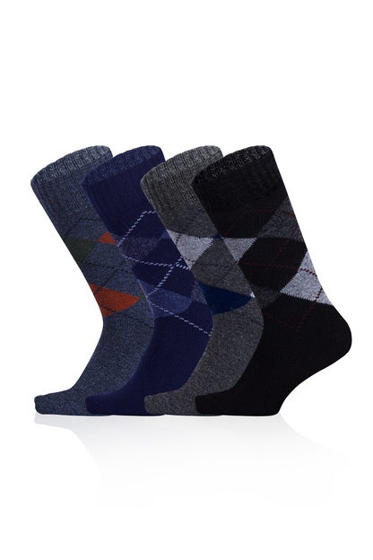 Men's 4-Pack Lambswool Patterned Wool Socks